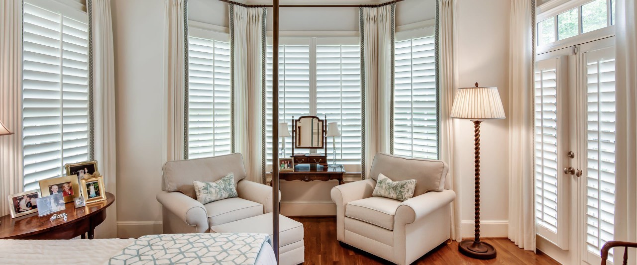 Shutters with Custom Drapes